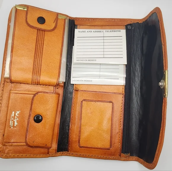 Vintage Piel Legitima.Tooled Sunflower Trifold Lether Wallet.Crafted in Mexico - Picture 4 of 11